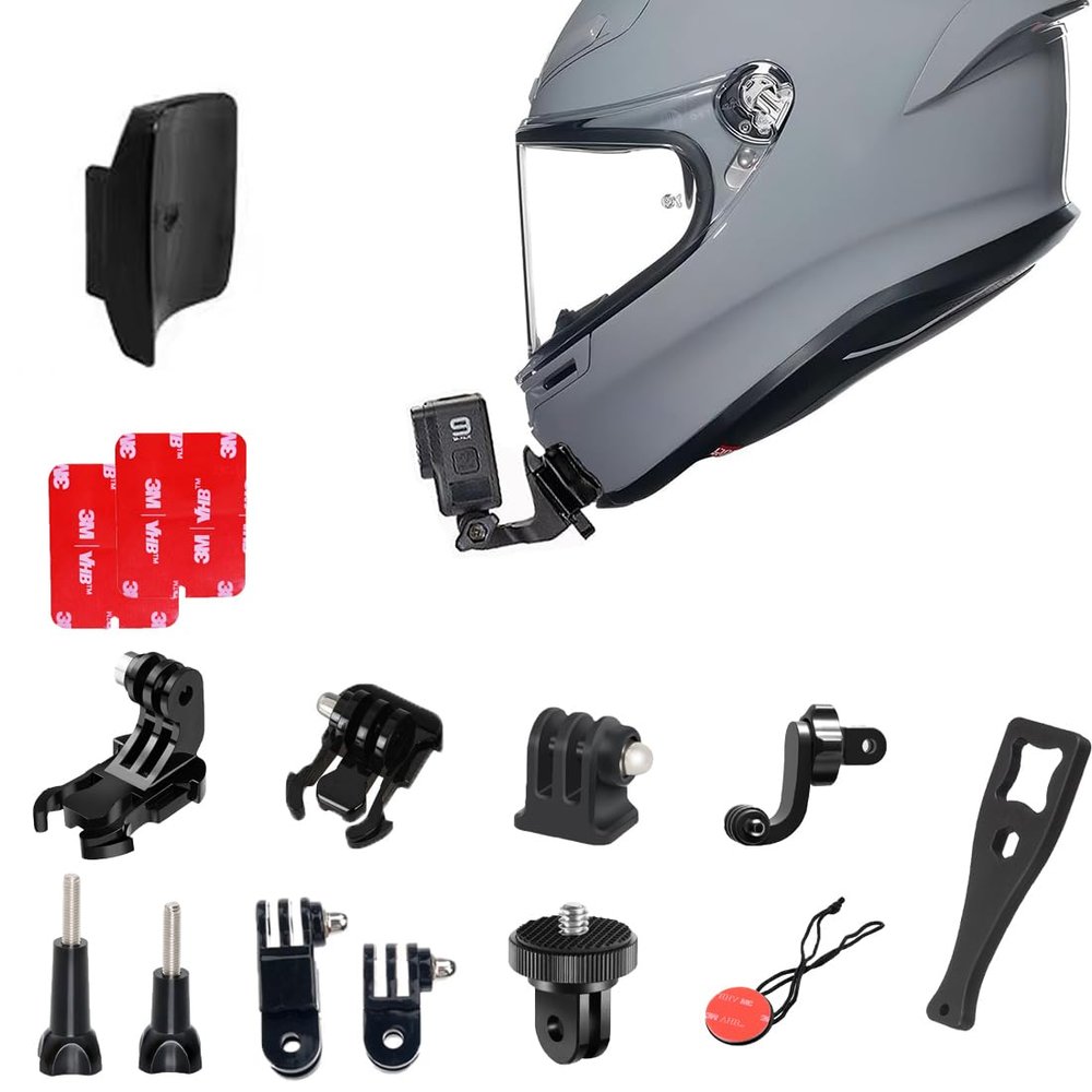 AGV K6 / K6 S Chin Mount Kit - Sport Touring Helmet Camera Mount Compatible with GoPro Hero Inst360 DJI Etc. Track Day Vlogging Setup (11PCS)