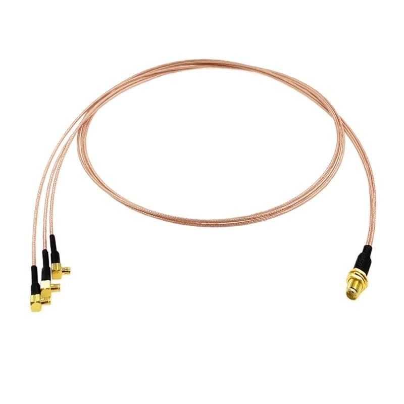 SMA Female Nut to 3X MCX Male Right Angle Splitter Combiner Pigtail Cable RG178 15cm for Routers