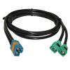 1-to-2 Fakra Z-Type Dual Female Connector to 2X Fakra E-Type Female Jack Green Pigtail Cable RG58 50CM view 1