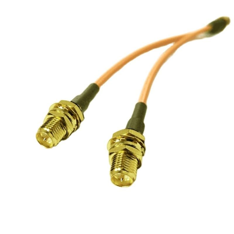 RP SMA Male Plug to 2X RP-SMA Female Female Splitter Combiner Pigtail Cable RG316 50cm