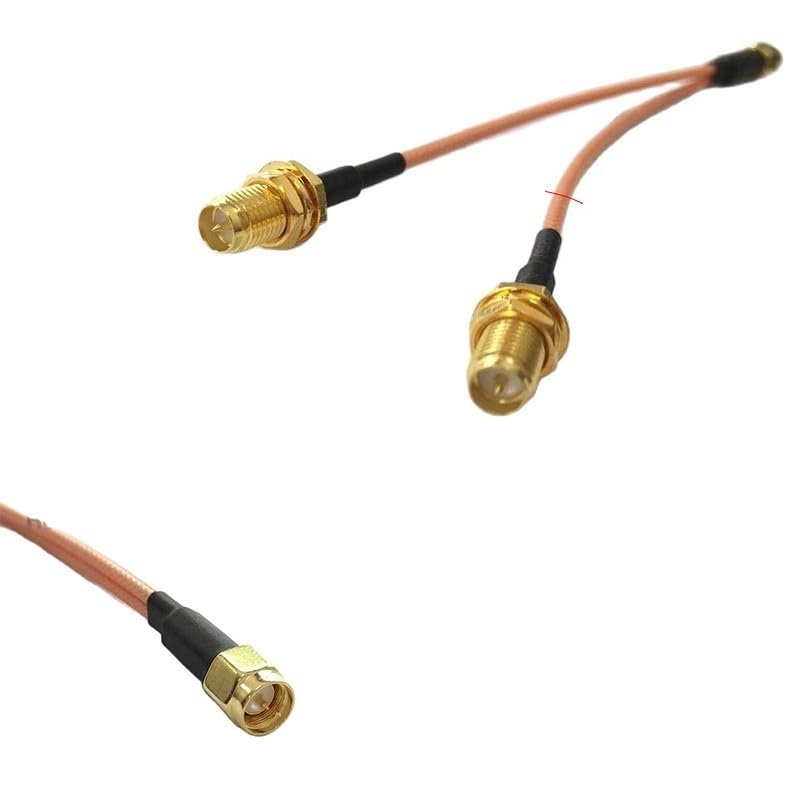 SMA Male to 2X RP-SMA (Male Pin) Y-Type Splitter/Combiner Pigtail Cable RG316 30CM for Wi-Fi Antennas