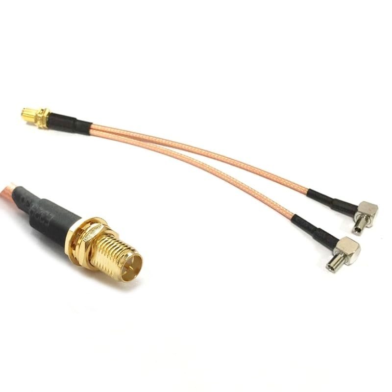 RP SMA Female to 2X TS9 Connector Y-Type Splitter Combiner Coaxial Pigtail Cable 30CM for 3G 4G Modem Routers