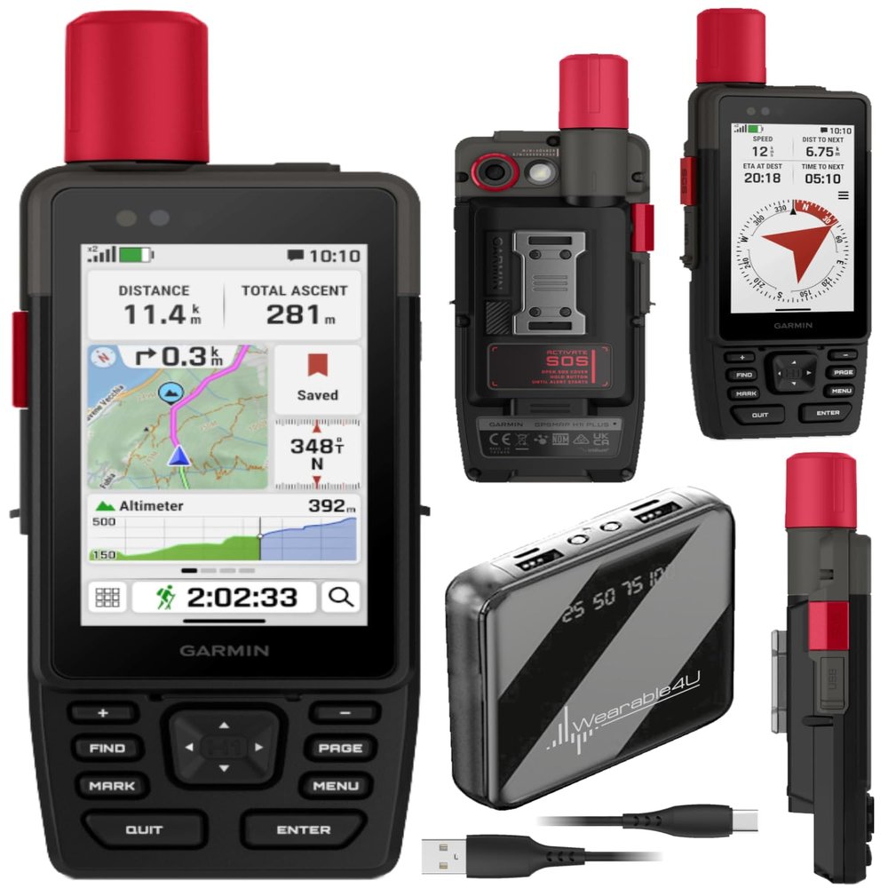 Garmin GPSMAP H1i Plus, Premium GPS Handheld Navigator w/inReach Plus Technology, Camera/Mic, SOS & Messaging, Touchscreen & Buttons, Multi-Band GNSS, Preloaded Maps + Wearable4U PowerBank Bundle