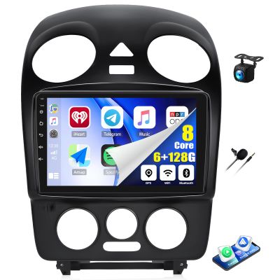8 Core 6+128G Car Stereo for VW Beetle 2004-2010 with CarPlay Android Auto91280720P IPS Touch Screen, Car Radio with Bluetooth5.0 GPS WiFi 32EQ DSP 59UIs AHD Rear Camera Three Split Screen