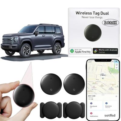 2 Pack No Subscription GPS Tracker for Vehicles,Car Tracker Device Hidden,Tracker Device for Vehicles (Android and iOS Compatible) | Magnetic Shell | Waterproof |Works with Google and Apple Find My