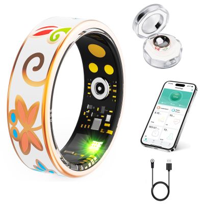 Chendssfkd Advanced Smart Ring for Women and Men - IP68 Waterproof Health Tracker Ring with Heart Rate, Step Counting, Sleep Monitoring, No Subscription Fee for iPhone/Android, Enamel Rose Gold 8#