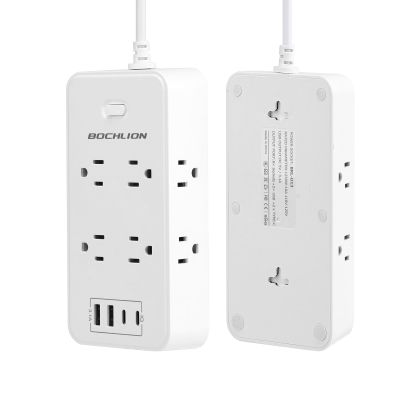 BOCHLION Power Strip, 6-Foot Surge ProtectorExtension Cord with Multiple Outlets, 8 Outlets 4USB Ports (2 USB-C) for Home Office (White)