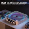 CD Player with Built-in Speakers Portable Bluetooth Input&Output Desktop CD Players for Home with Screen Display, Ambient Lighting, FM Radio, White Noise Mode, Remote Control, USB Type-c, White view 2