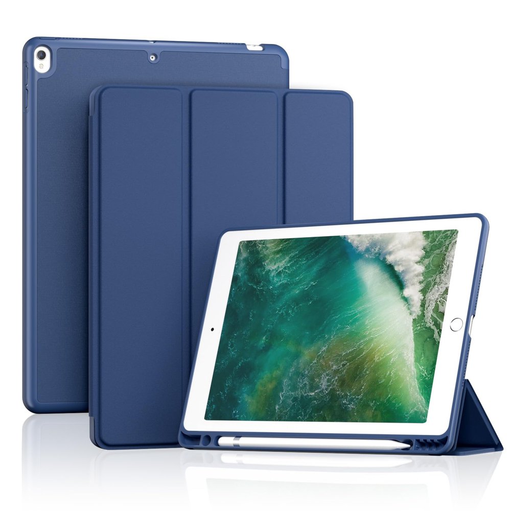 ProCase Smart Casefor 10.5 iPad Air 3rd Generation 2019 / iPad Pro 2017, Slim Stand Cover with Pencil Holder Soft TPU Back for Air 3 -Navy