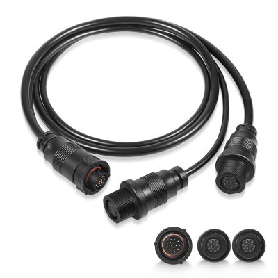 14 M ID SIDB Y Splitter Cable 720111-1 for Humminbird SOLIX/APEX/XPLORE Fish Finders, Connects Side Imaging & 2D Transducers, Supports Airmar Transducer ID, 30-Inch Marine-Grade Y Splitter Cable