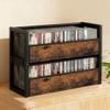 PAPAGIFTREE 2-Tier CD Holder with Fabric Wood Grain Texture, Stackable CD Storage Case and Box for Display, CD Organizer Shelf and Rack, CD Display, Video Game Cases, Holds Up to 40 CDs (2 pieces) view 1