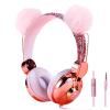 CHTON Kids Headphones for Girls, Cute Bear Ear Headphones with Microphone, 3.5mm Jack Wired Girls Headphones for School/Travel/iPad/Tablet (Pink) view 1