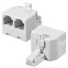Exircy 2 Pcs Phone Line Splitter, White RJ11 Male to Dual Female Telephone Line Splitters Portable 2 Way Phones Splitter Professional Telephone Jack Splitters for Home Office Landline Fax Machine view 1