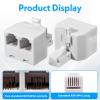Exircy 2 Pcs Phone Line Splitter, White RJ11 Male to Dual Female Telephone Line Splitters Portable 2 Way Phones Splitter Professional Telephone Jack Splitters for Home Office Landline Fax Machine view 4