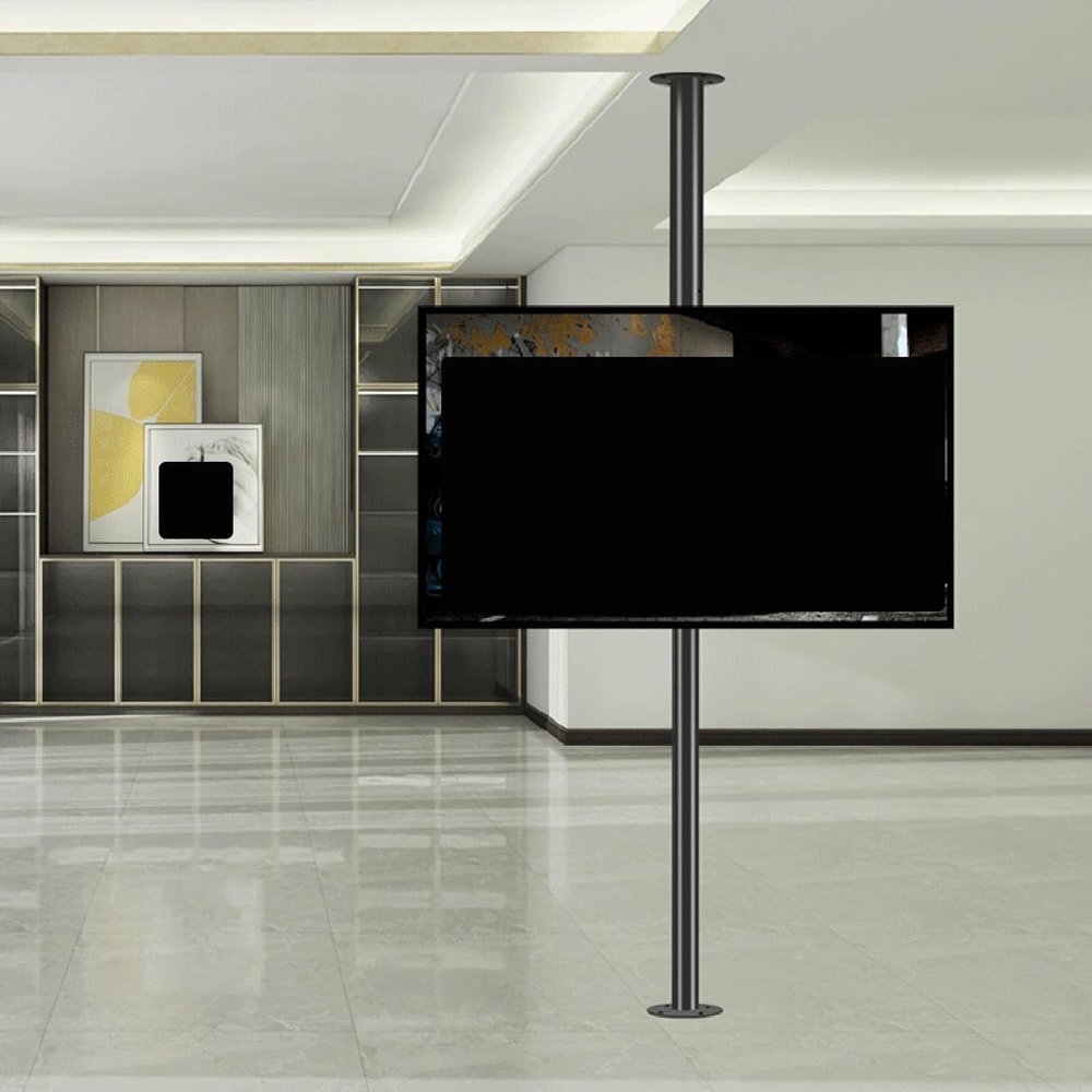 32-75 Inch TV Bracket - LCD TV 360 Degree Rotating Frame Floor Stand Partition Wall Rotating Rack Rotating TV Cabinet Rotating Base, Adjustable Tilt Swivel TV Ceiling Mount,Black-6