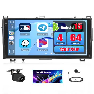 4+64GB Android 15 Car Radio for Toyota Corolla 2017 Wireless Carplay Android Auto, Realdio Car Stereo with 9" in-Cell Touch Screen for Corolla WiFi Bluetooth5.0 GPS FM/RDS EQ Backup Camera