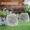 Outdoor Speakers Solar Powered & USB-C Rechargeable, Rock Speakers TWS Pairing Wireless Outdoor Speaker Bluetooth 5.4, LED Light Show, Waterproof, ideal for Backyard BBQ, Garden, Poolside (2-Pc,Grey) view 2