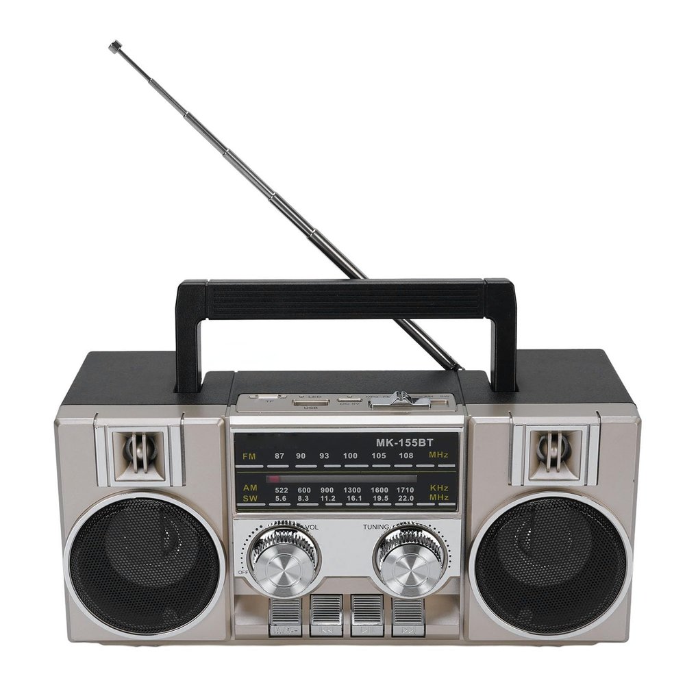 ASHATA 3 in 1 FM Radio with Bluetooth Speaker & USB Flash Drive & SD Card MP3 Player, Portable Shortwave Radio FM AM SW with Best Reception, for Gift,Elder,Home (Gold)