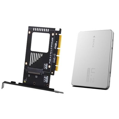 AoQhir PCIe X4 x16 to U.2 NVMe Adapter Card 32Gbps/64Gbps High Speed Expansion Support U.2 SSD Compatible with PCIe X4 X8 X16 Slots (PCIE 4.0 X16 Card+Enclosure)