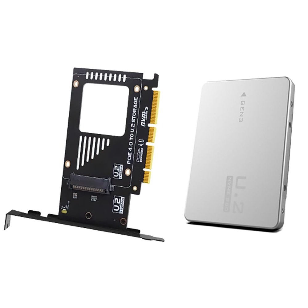 AoQhir PCIe X4 x16 to U.2 NVMe Adapter Card 32Gbps/64Gbps High Speed Expansion Support U.2 SSD Compatible with PCIe X4 X8 X16 Slots (PCIE 4.0 X16 Card+Enclosure)
