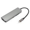 8 in 1 USB C Hub: 4K, 3 USB3.0 Ports, 100W PD Charging, USB C Data Port, Storage Memory Card Readers Grey Aluminum Alloy view 4