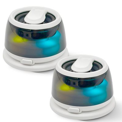 FaiSky 2 PCS Portable TWS Bluetooth Speaker with RGB Lights, Magnetic Phone Holder, Stereo Surround Sound, Built-in Mic. 2 White