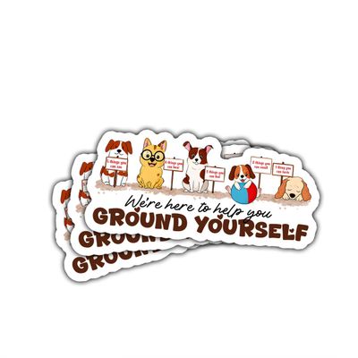 3pcs Grounding Technique Sticker with Cute Dogs, 5-4-3-2-1 Anxiety Relief and Mindfulness Vinyl Decal, Mental Health Support Sticker for Water Bottles, Therapy Gifts for Teachers, Friends, Classrooms