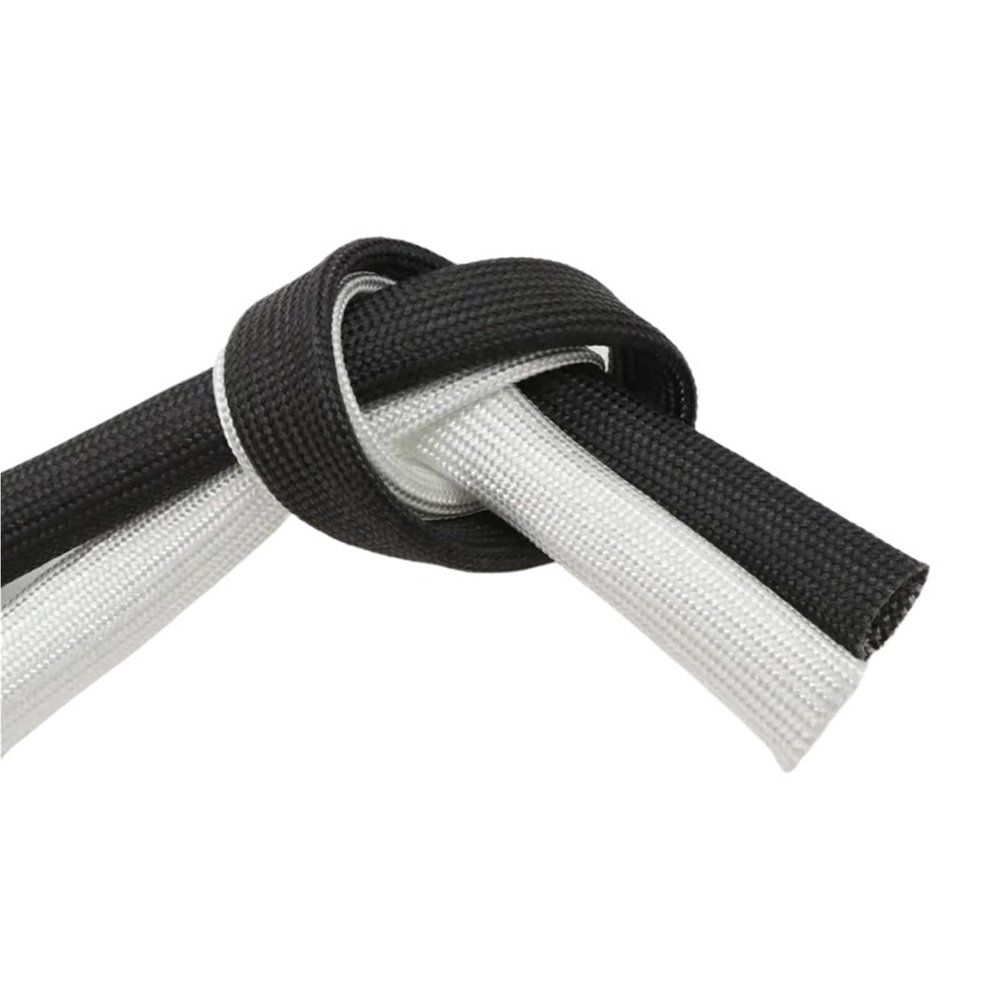 1pc 1/2/5M ID 1mm ~ 40 mm Braided Fiberglass Sleeve 600 Deg.C High Temperature Chemical Glass Fiber Tube Sleeving(White,40mm,2 Meters)