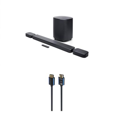 JBL BAR-700-MK2 Surround Sound 4K Dolby Atmos Passthrough Soundbar with an Austere 5S-4KHD2-2.5M V-Series 2.5m Premium 4K HDR HDMI Braided Cable (2025)