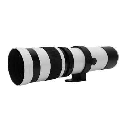 Zyyini 420 to 800mm Telephoto Zoom Lens, Manual Focus F8.3 Aperture Optical Glass Lens, All Metal Design, for E Mount Mirrorless Camera (White)