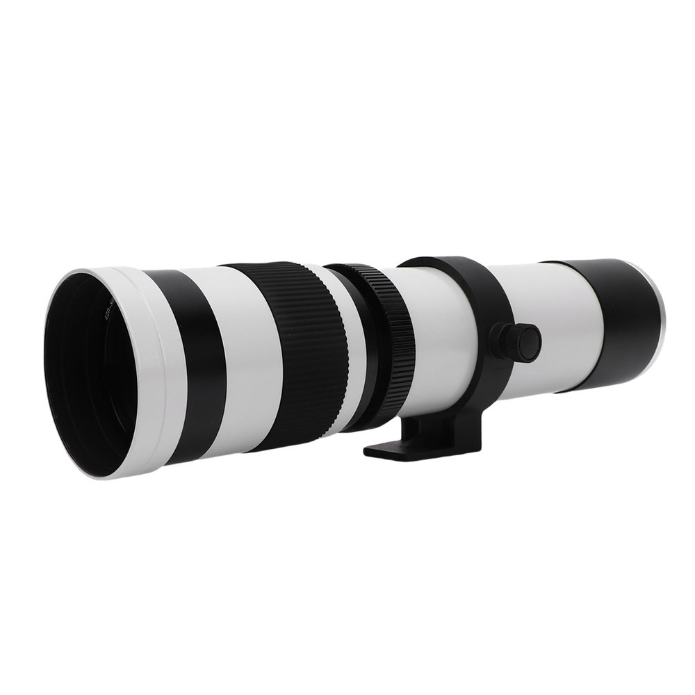 Zyyini 420 to 800mm Telephoto Zoom Lens, Manual Focus F8.3 Aperture Optical Glass Lens, All Metal Design, for E Mount Mirrorless Camera (White)