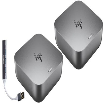 HP 180W Thunderbolt 4 Ultra Dock Port Replicator Bundle w/DKZ Hub (Universal Thunderbolt/USB-C Docking Station, Single Cable for Charging, Data Transfers to Any Brand Laptop) (2-Pack)