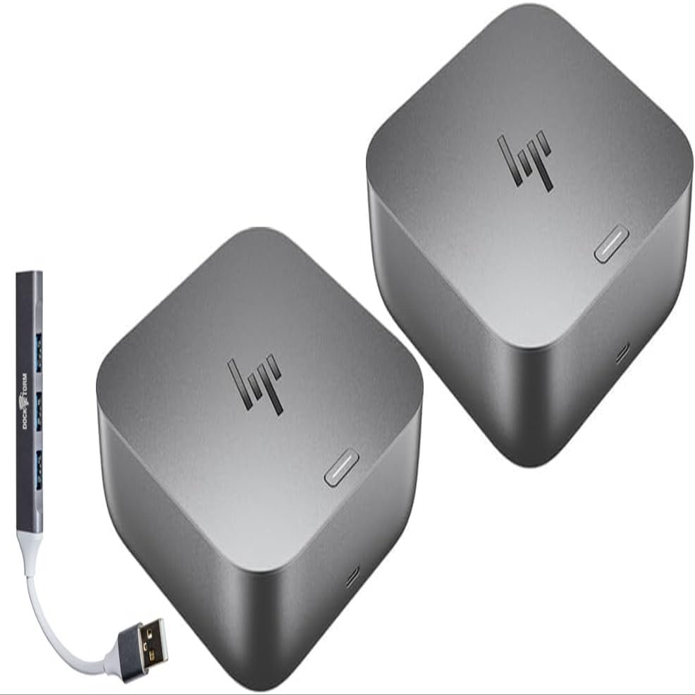 HP 180W Thunderbolt 4 Ultra Dock Port Replicator Bundle w/DKZ Hub (Universal Thunderbolt/USB-C Docking Station, Single Cable for Charging, Data Transfers to Any Brand Laptop) (2-Pack)