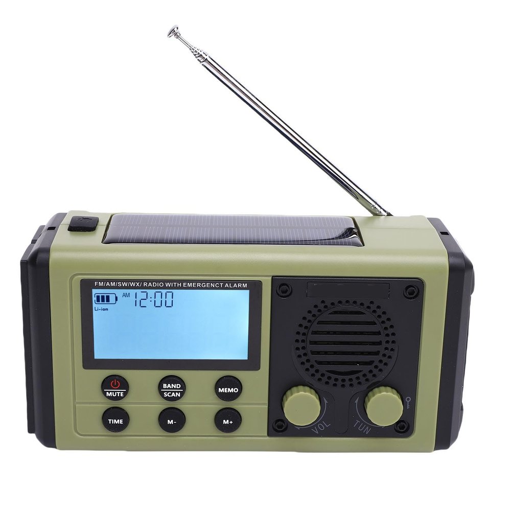 Heayzoki 10000mAh Hand Crank Emergency Radio, Portable Solar Radio with Full Band, IPX6 Water Proof, COG LCD Display, Immediate SOS Feature, for Indoor Outdoor Emergencies (Green)