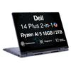 Dell 14 Plus AI Powered 2-in-1 Laptop 14.0" Touchscreen IPS WUXGA Display (AMD Ryzen AI 5 340, 16GB LPDDR5X, 2TB PCIe SSD, Backlit KB, Fingerprint, WiFi 7, Webcam, Win 11 Pro) view 1