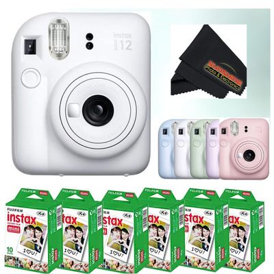 Fujifilm Instax Mini 12 Instant Camera (Camera + 6 x Twin Packs, Clay White)