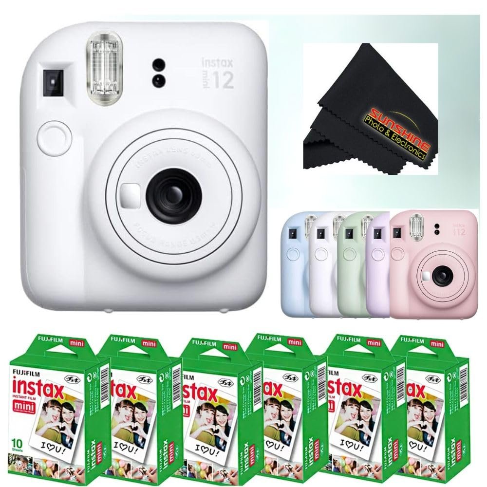 Fujifilm Instax Mini 12 Instant Camera (Camera + 6 x Twin Packs, Clay White)