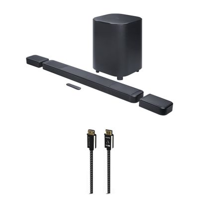 JBL BAR-1300X-MK2 AI Sound Boost Dolby Atmos Soundbar System with an Austere 7S-8KHD2-2.5M VII Series 2.5m Premium Braided 8K HDMI Cable (2025)