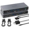 SUIDEK Displayport KVM Switch 2 Monitors 2 Computers 4K@60Hz, KVM Switcher with 4 USB 3.0 for 2 Computers Sharing Dual Monitors Keyboard Mouse Printer, with 2 USB Cable, Controller and Adapter view 1