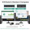 SUIDEK Displayport KVM Switch 2 Monitors 2 Computers 4K@60Hz, KVM Switcher with 4 USB 3.0 for 2 Computers Sharing Dual Monitors Keyboard Mouse Printer, with 2 USB Cable, Controller and Adapter view 4