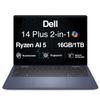 Dell 14 Plus AI Powered 2-in-1 Laptop 14.0" Touchscreen IPS WUXGA Display (AMD Ryzen AI 5 340, 16GB LPDDR5X, 1TB PCIe SSD, Backlit KB, Fingerprint, WiFi 7, Webcam, Win 11 Home) view 3
