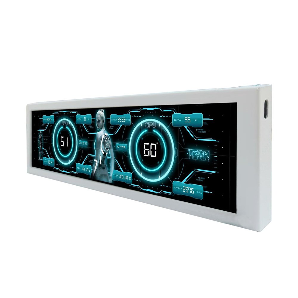 VSDISPLAY 8.8 Inch Computer LCD Monitor with Theme Editor 480x1920 IPS PC Case Internal Secondary Screen for Monitoring Speed Temperature CPU GPU RAM Data,White