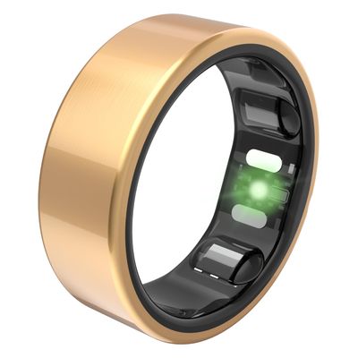 QALO QRNT Slim Smart Ring  Lightweight Water-Resistant Titanium Fitness Tracker, Advanced Tracking for Sleep, Steps, HRV, Womens Health, No Subscription Fee, iOS & Android Compatible (Gold, 8)