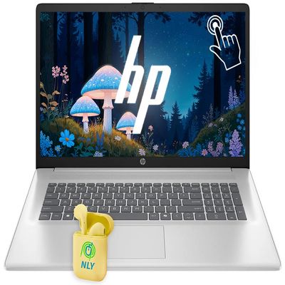 HP Touchscreen 17.3" Business Laptop Computer, 64GB RAM 2TB SSD, Windows 11 Laptop with AI Copilot Ready, AMD Ryzen 5 7430U Processor, AMD Radeon Graphics, NLY Earphones, Silver