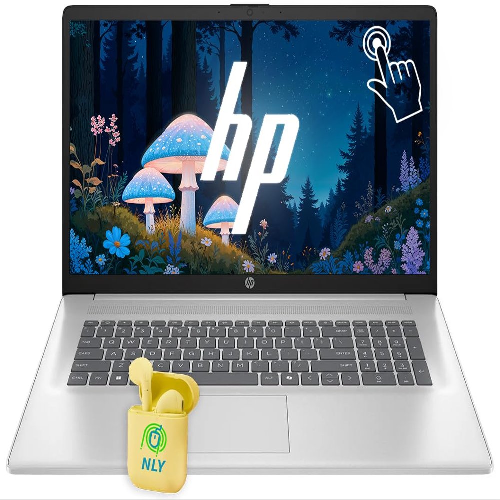 HP Touchscreen 17.3" Business Laptop Computer, 64GB RAM 2TB SSD, Windows 11 Laptop with AI Copilot Ready, AMD Ryzen 5 7430U Processor, AMD Radeon Graphics, NLY Earphones, Silver