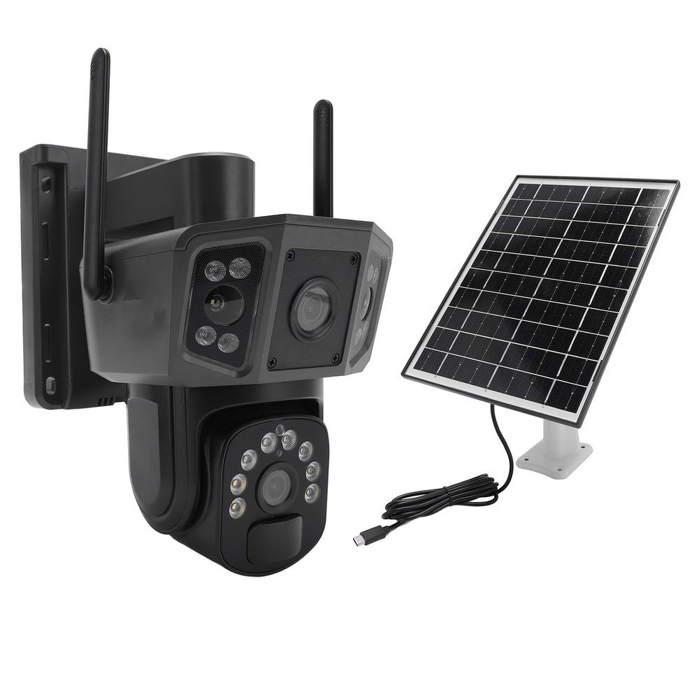 Bewinner Security Camera, 1920x2160P Video Dual Lens Camera 355 Rotation 90 Tilt for Farm Construction Site (EU Version)