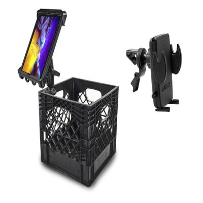 AutoExec Milkcrate Vehicle and Mobile Office Work Station with Tablet Mount and Phone Vent Clip