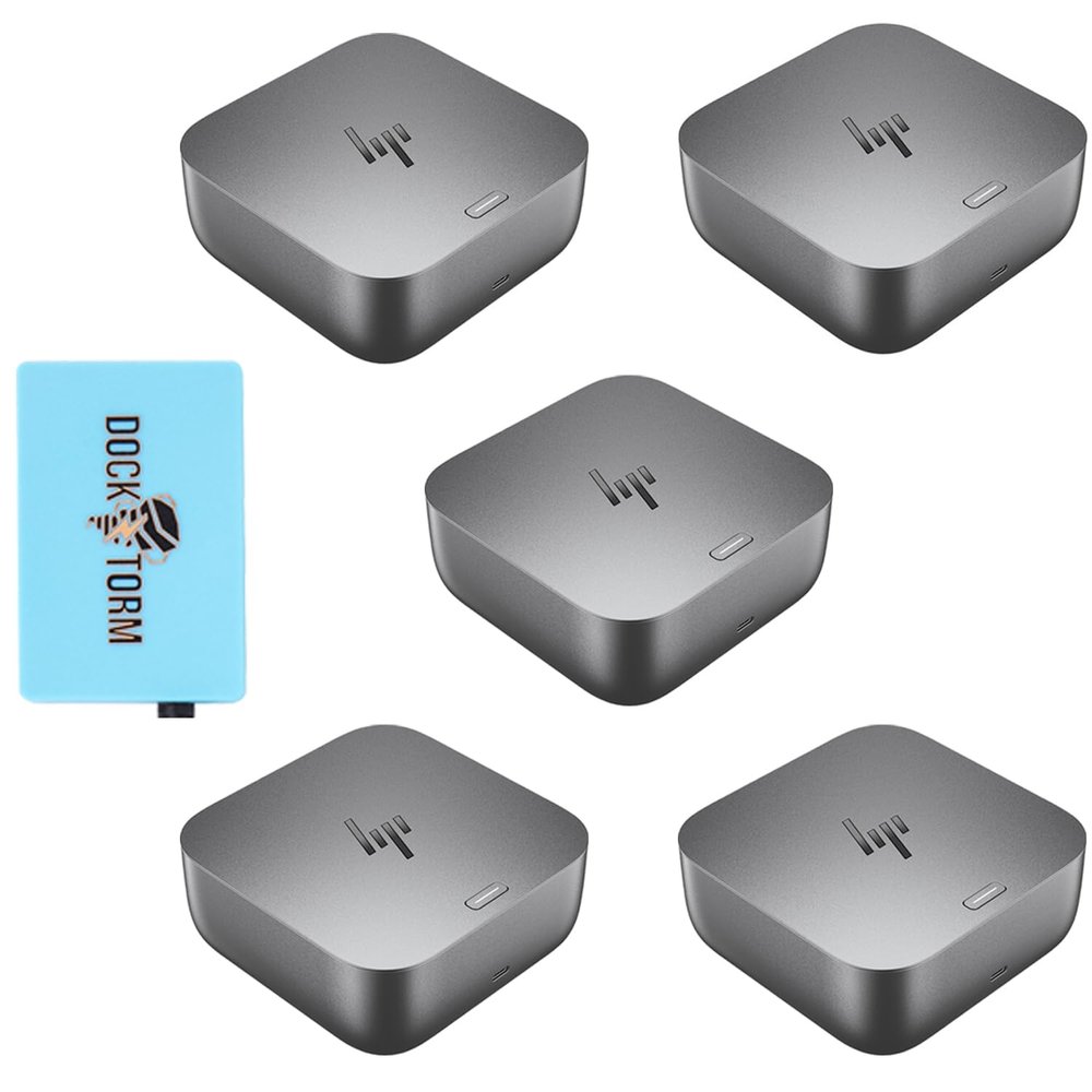 HP 100W Thunderbolt 4 Dock Port Replicator Bundle with DKZ Hub (Universal Thunderbolt/USB-C Docking Station, Single Cable for Charging, Data Transfers to Any Brand Laptop) (5-Pack)