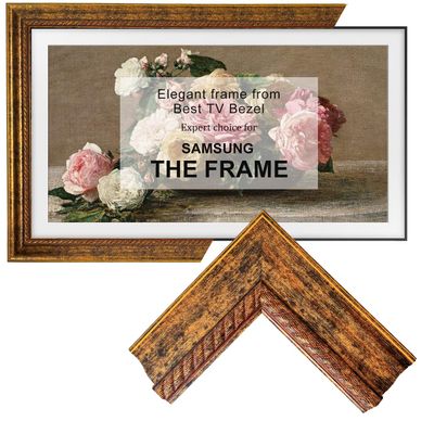 Stylespace Patina Gold Walnut 43" TV frame - Compatible ONLY with Samsung The Frame TV and Pro TVs (Fits 2021-2026 models, model codes:43LS03A/B/C/D/FA/FW)