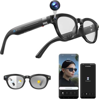 8MP Camera Glasses, Real-Time Translation | Smart AI Glasses for Men, Women  12 MP Ultra-Wide Camera, Open-Ear Speakers for Audio, Video Recording and Bluetooth  Clear Lenses  Wearable Technology